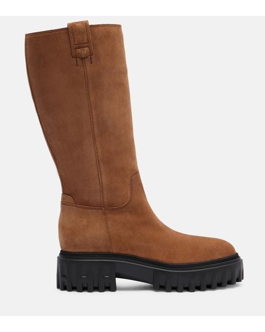 Hogan Brown H700 Stivali Suede Knee-High Boots