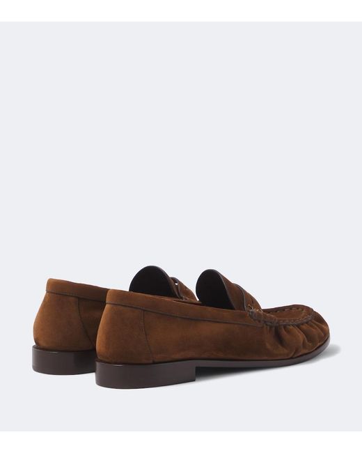 Saint Laurent Brown Le Loafer Cassandre Suede Penny Loafers for men