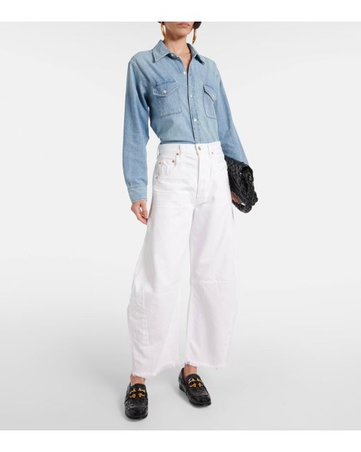 Citizens of Humanity White Horseshoe Mid-rise Wide-leg Jeans