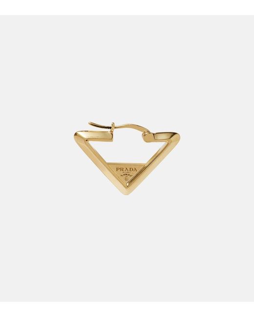 Prada Metallic Logo Earrings