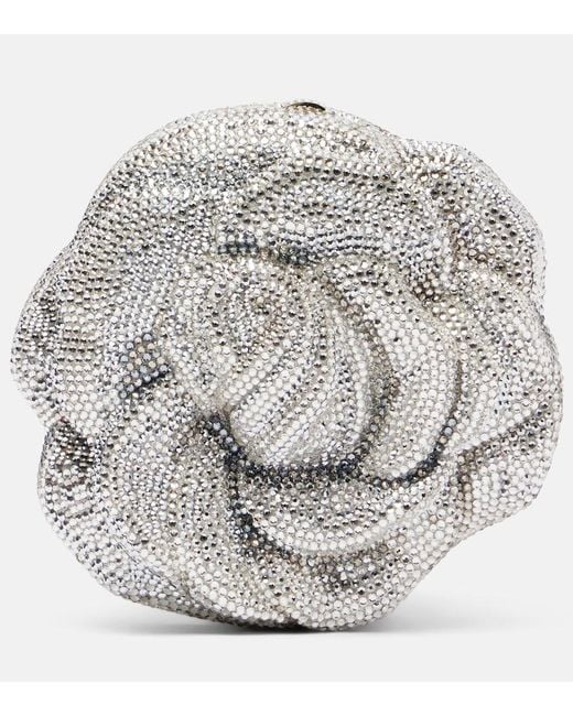 Judith Leiber Metallic Rose Desiree Small Embellished Clutch