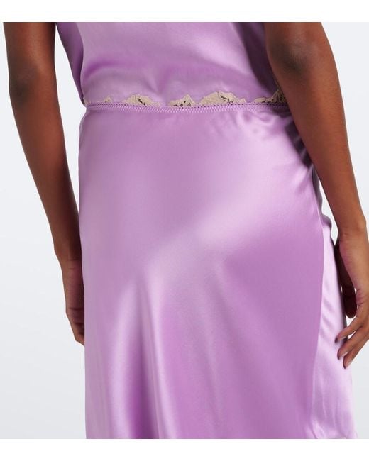 Doen Purple Elowette Lace-Trimmed Silk Slip Skirt