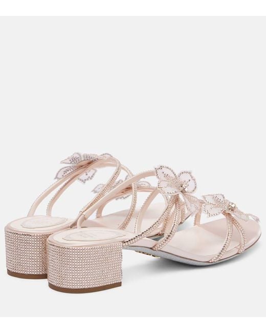 Rene Caovilla Pink Sandalen 40 Aus Satin Mit Kristallen