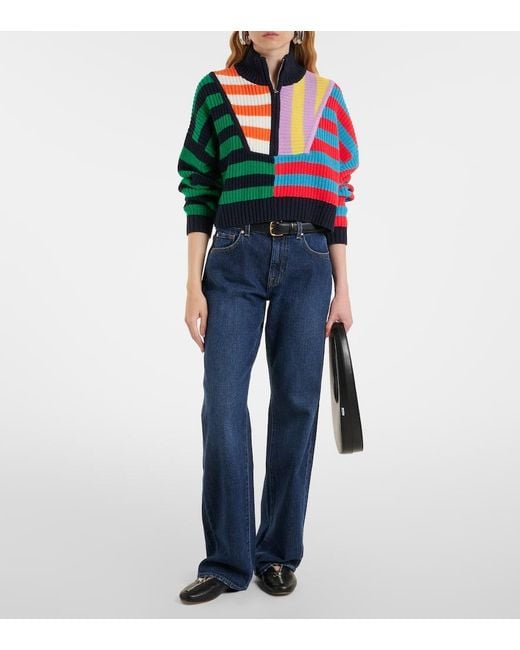 7 For All Mankind Blue High-Rise Straight Jeans Tess