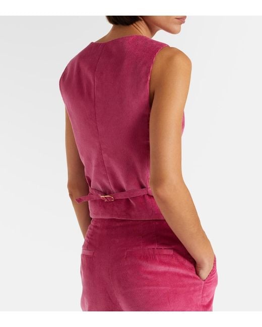 Gabriela Hearst Pink Coleridge Cotton Corduroy Vest