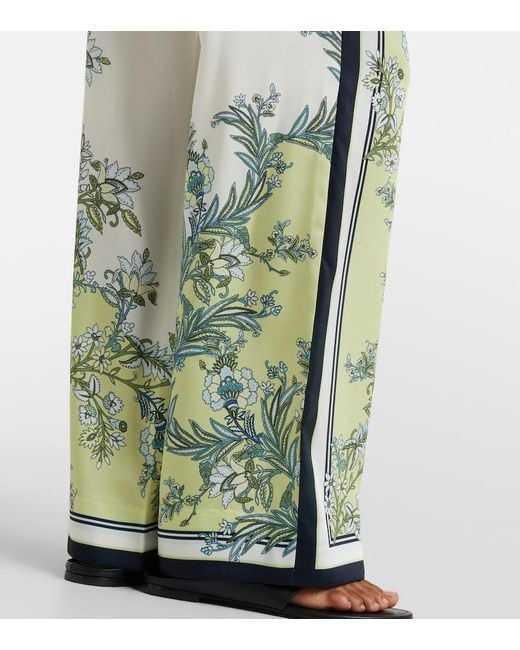 Veronica Beard Green Grigore Floral Twill Palazzo Pants