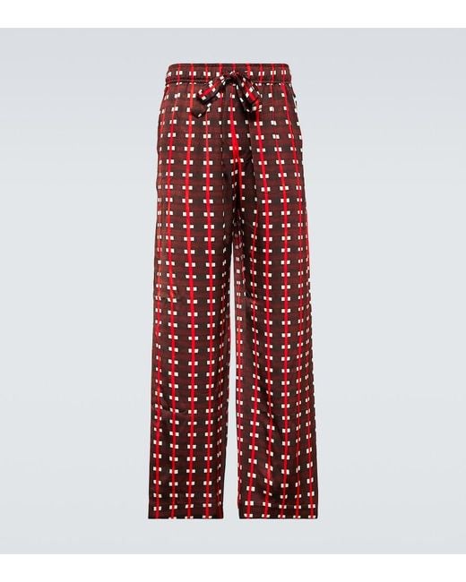 Wales Bonner Red X Lubaina Himid Checked Pants for men