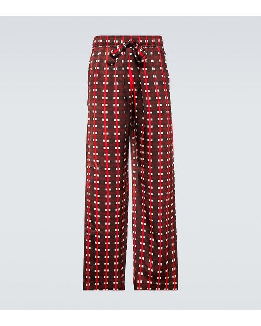 Wales Bonner X Lubaina Himid Checked Pants in Red for Men Lyst