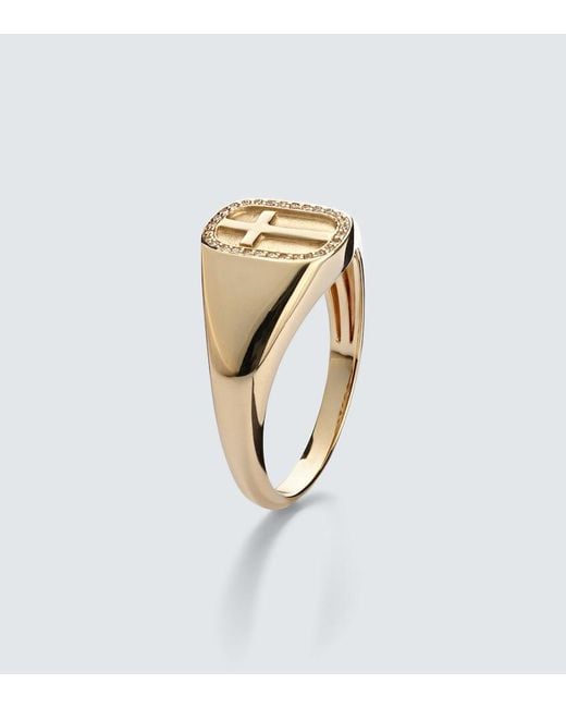 Sydney Evan White Cross Icon 14Kt Ring With Diamonds for men