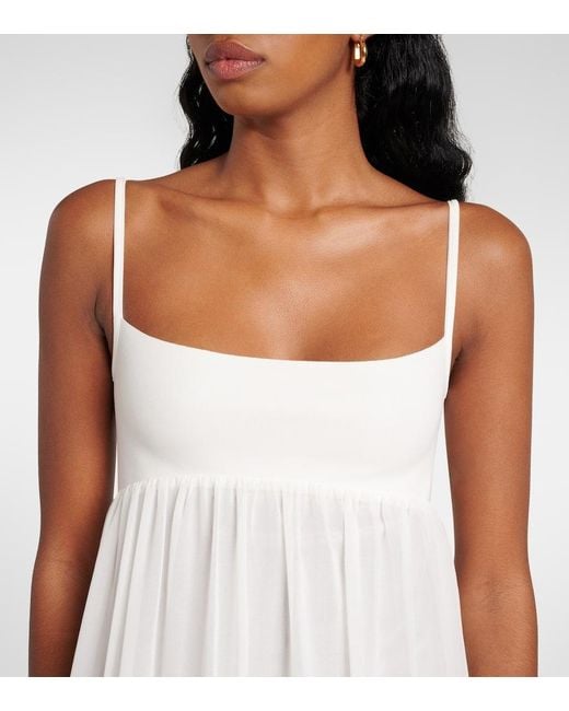 Jacquemus White Maxikleid Peplo Aus Jersey Und Musselin