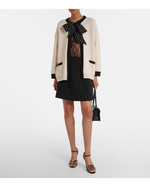 Valentino Natural Bow-Detail Cotton-Blend Cardigan