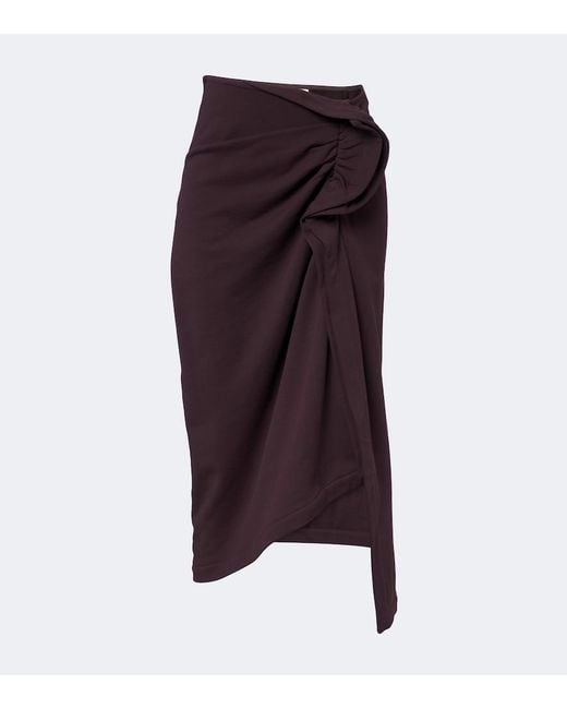 Dries Van Noten Purple Ruffled Cotton Jersey Midi Skirt