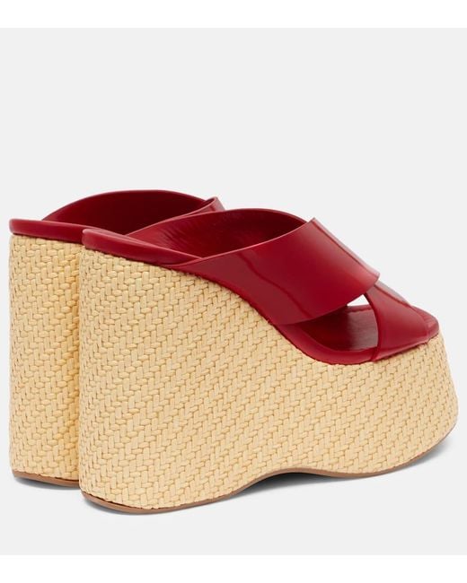 Paris Texas Red Mara Patent Leather Wedge Mules