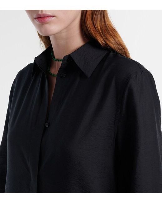Totême Black Silk-Blend Shirt Dress