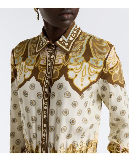 LaDoubleJ Metallic Bellini Printed Voile Shirt Dress