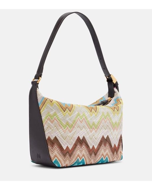 Missoni Metallic Soft Zigzag Leather-Trimmed Shoulder Bag