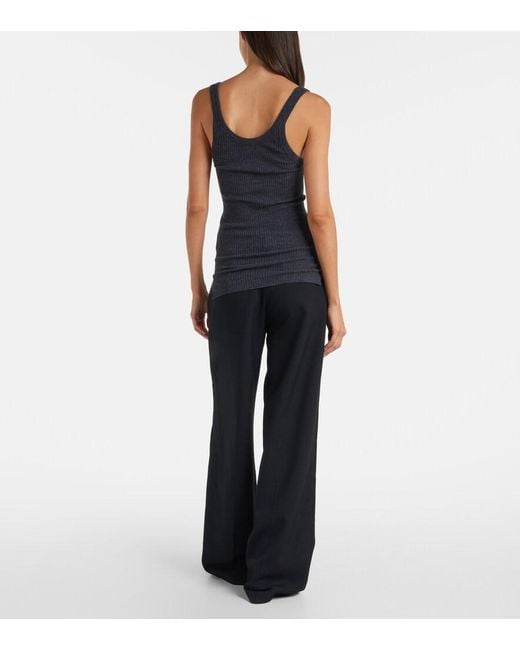 Calvin Klein Black Ella Ribbed-Knit Wool Tank Top