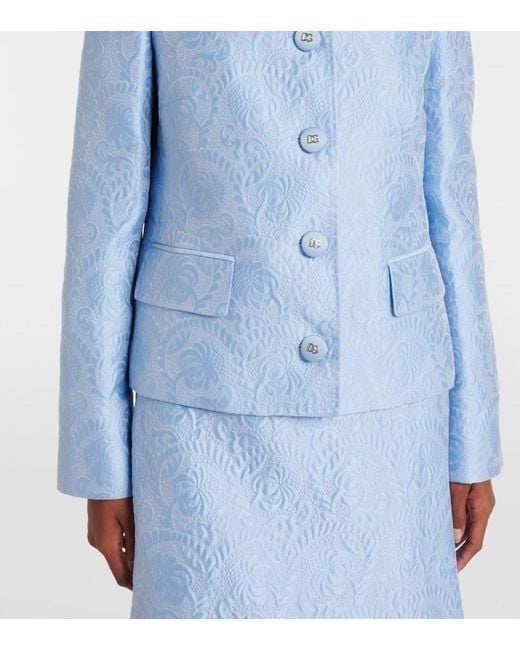 Dolce & Gabbana Blue Cotton And Silk-Blend Jacquard Jacket