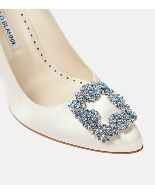 Manolo Blahnik White Bridal Pumps Hangisi 105 Aus Satin Mit Kristallen