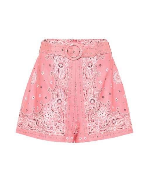 Zimmermann Pink Heathers Paisley Linen Shorts