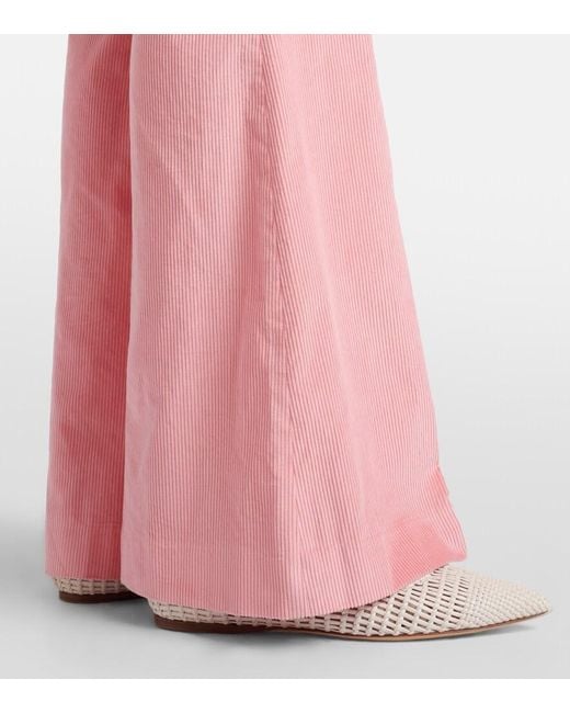 Gabriela Hearst Pink Ianthe Cotton Corduroy Flared Pants