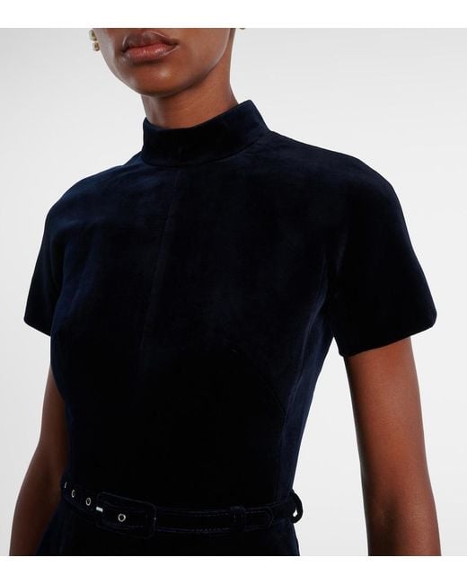Emilia Wickstead Black Camilla Cotton Velvet Midi Dress