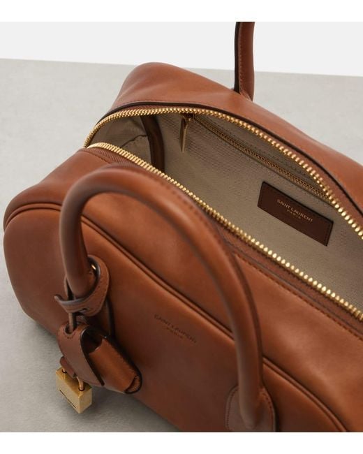 Saint Laurent Brown Sac De Jour Boston Small Leather Tote Bag
