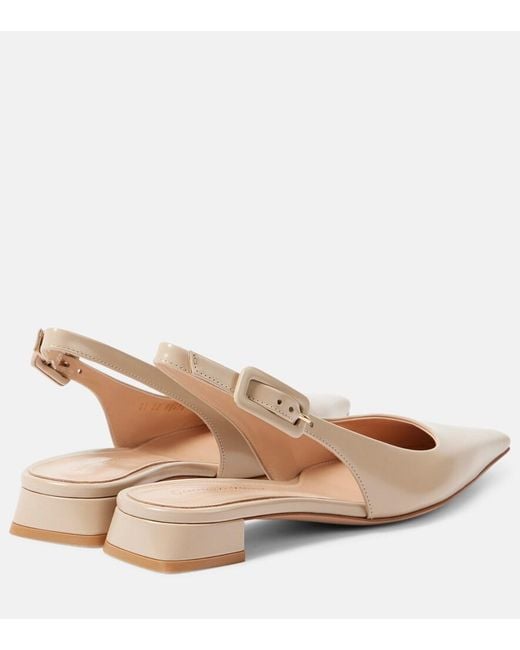 Gianvito Rossi Natural Lindsay 20 Patent Leather Slingback Ballet Flats
