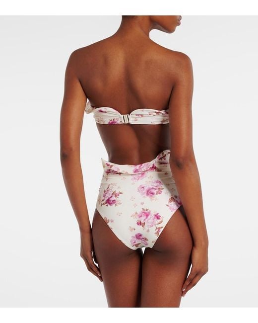 Magda Butrym Pink Floral-Applique Bikini Top
