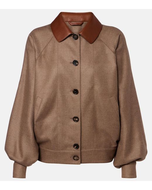 Loro Piana Brown Kiefer Cashmere And Silk Bomber Jacket