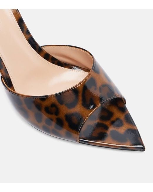 Gianvito Rossi Brown Elle 85 Leopard-Print Patent Leather Sandals