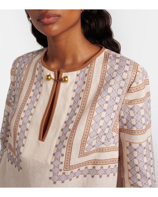 Zimmermann Natural Printed Linen Minidress