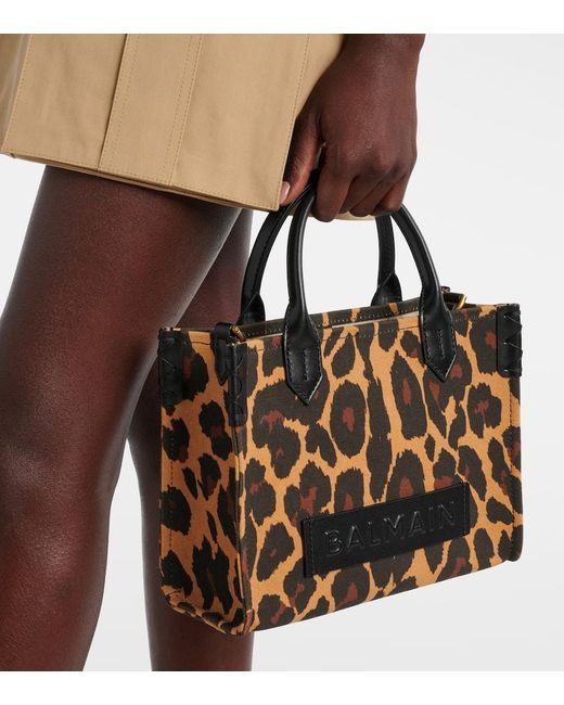Borsa B-Army Small Con Stampa Leopardata di Balmain in Black