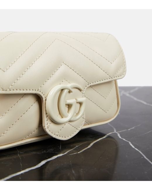 Gucci Natural Marmont Super Mini Leather Shoulder Bag