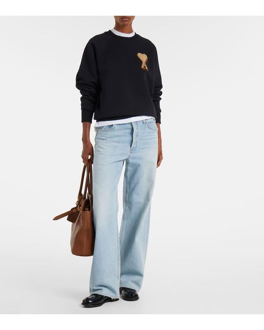 AMI Black Ami De Cour Cotton Sweatshirt