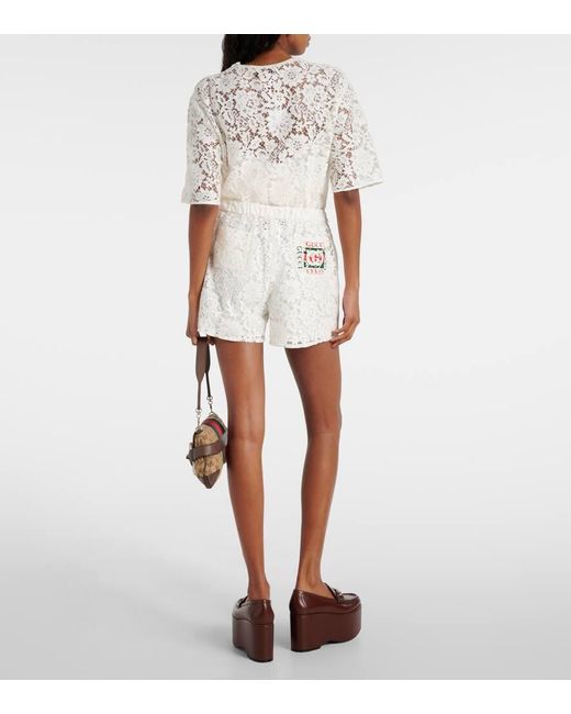 Gucci White High-rise Lace Shorts