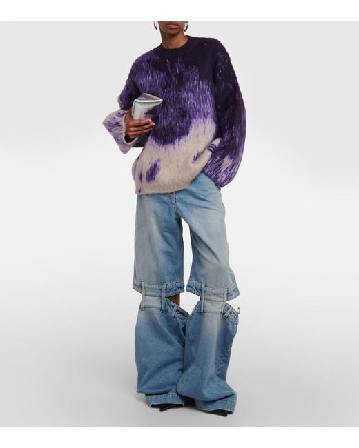 The Attico Blue Low-Rise Wide-Leg Jeans