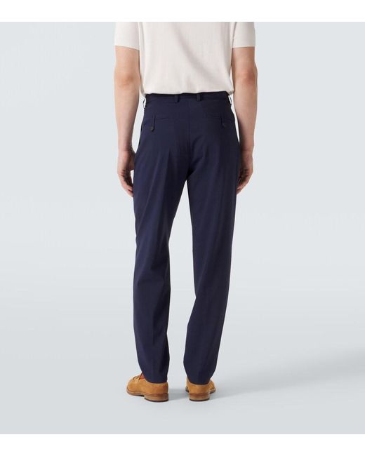 Eleventy Blue Wool-Blend Straight Pants for men