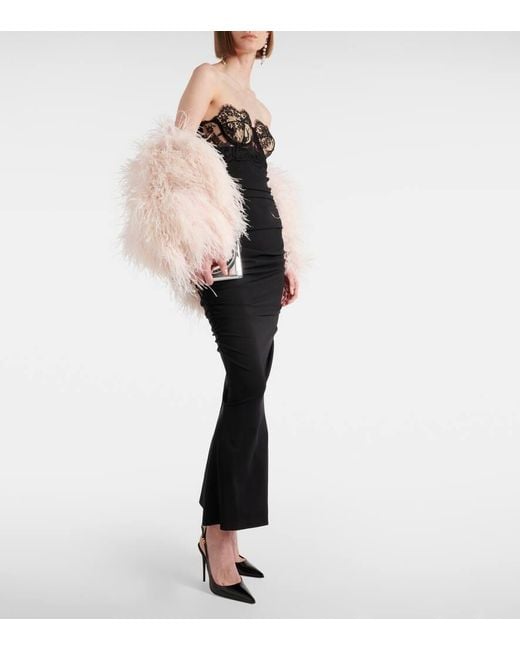 Dolce & Gabbana Black Lace-Trimmed Bustier Gown