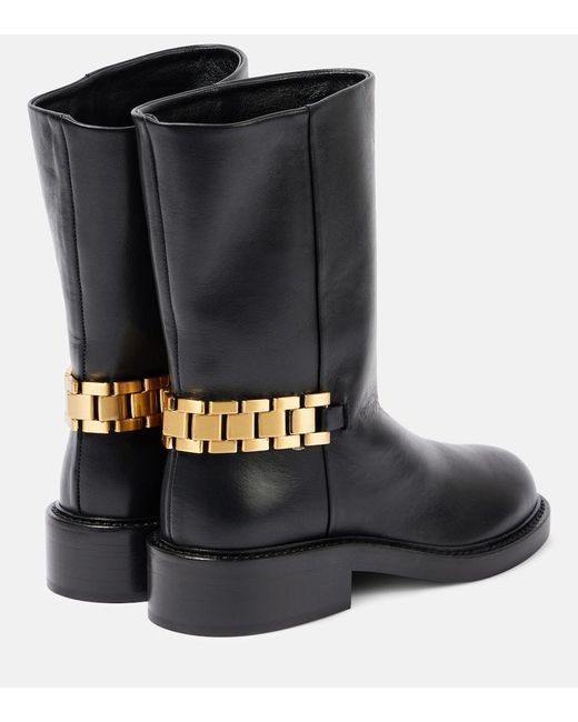 Victoria Beckham Black Leather Ankle Boots