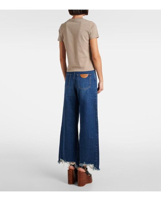 Chloé Natural Cotton Jersey T Shirt With Logo