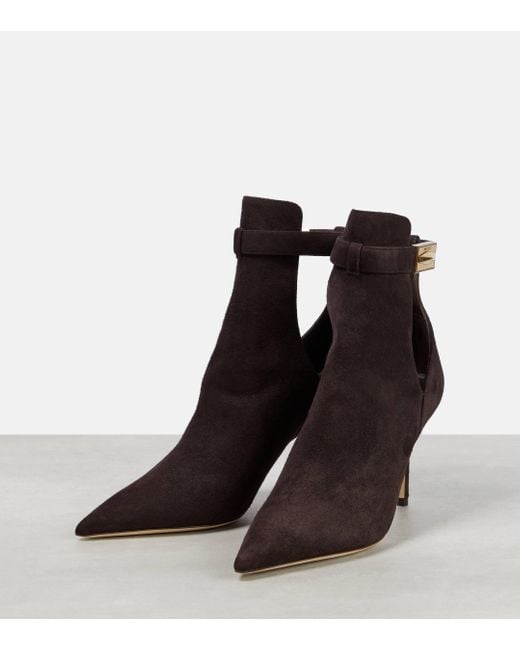 Jimmy Choo Black Nell 85 Suede Ankle Boots