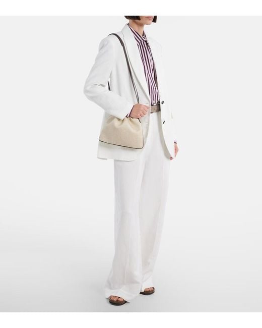 Brunello Cucinelli Natural Mini Canvas Crossbody Bag