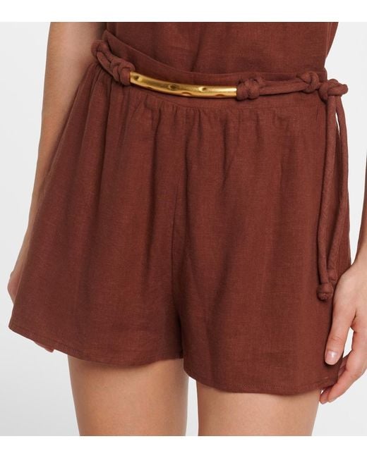 ViX Brown Janet Linen-Blend Shorts