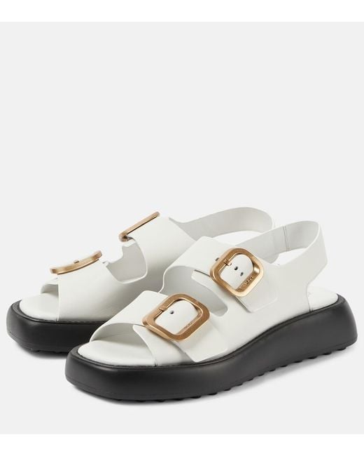 Tod's White Gomma Leather Sandals