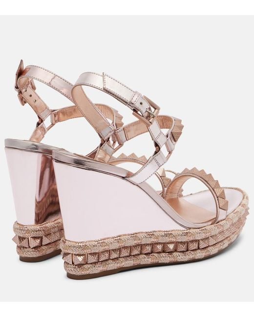 Christian Louboutin Pink Pyra Clou 100 Leather Espadrille Wedges