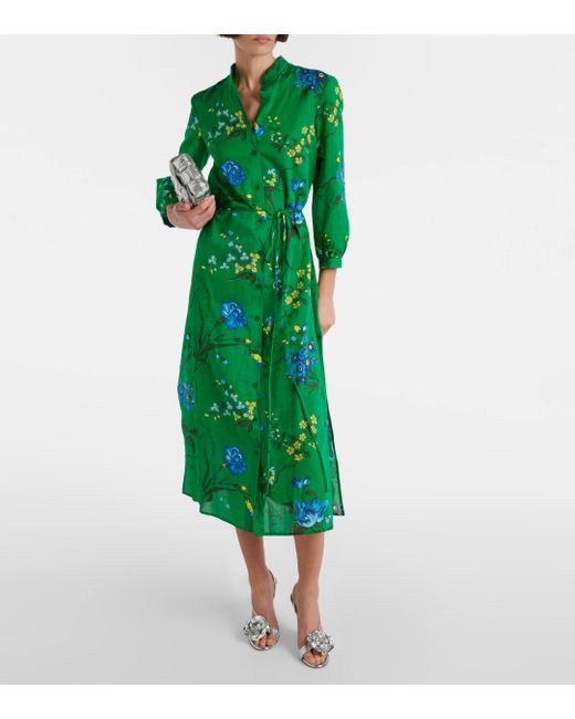 Erdem Green Cotton-blend Shirt Dress