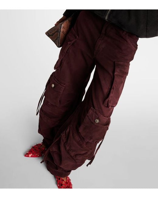 The Attico Red Fern Faded Cargo Barrel-Leg Jeans