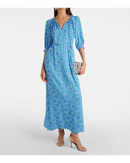 Diane von Furstenberg Blue Drogo Printed Maxi Dress
