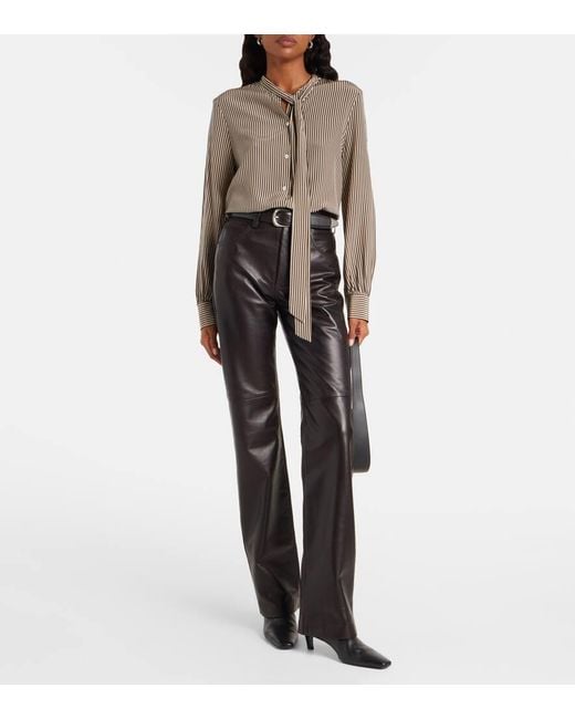 Nili Lotan Black Bootcut-Hose Aus Leder